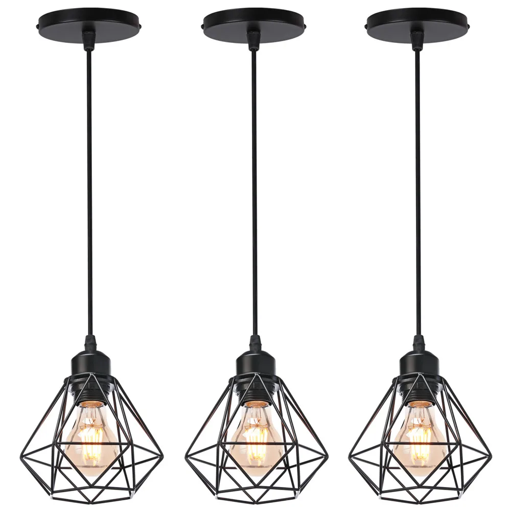 3PCS/Lot Retro Loft Pendant Lamp Industrial Iron Hanging Light E27 for Home Living Room Bedroom Kitchen Restaurant 110V 220V