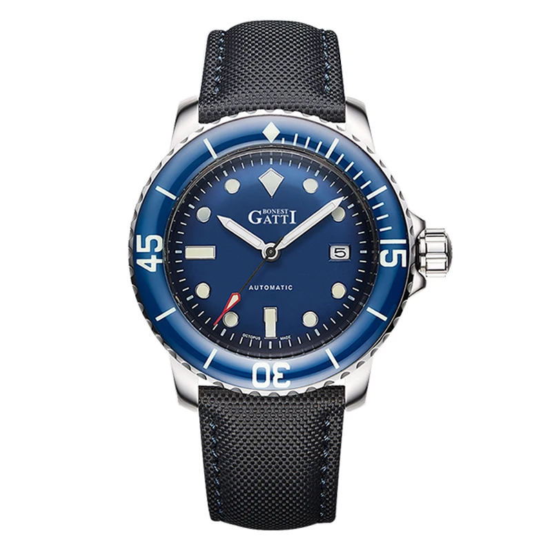 BONEST GATTI – montre automatique pour hommes, 44mm, mécanique, lunette rotative en saphir, C3 lumineux, étanche 20ATM