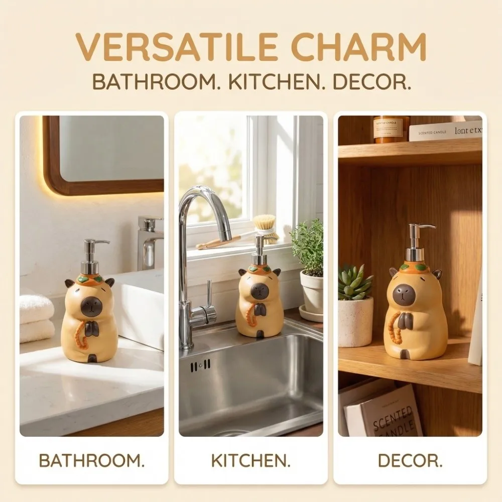 

Милая бутылка-диспенсер в виде капибары, многоразовая, с мультяшным дизайном животного, для дезинфицирующего средства для рук, коллекционная, декоративная