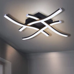 Luz LED de techo de cuatro ondas, tira de luz negra, accesorio de iluminación minimalista para el hogar, sala de estar y dormitorio