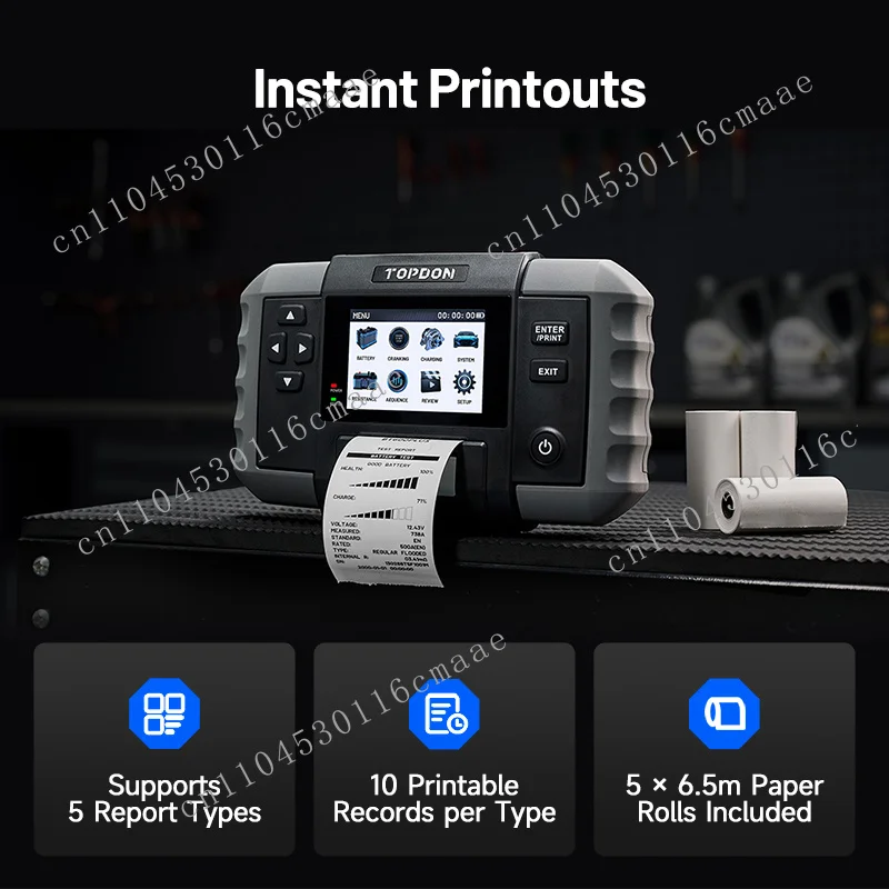 The BT600 Plus supports multiple types of resistance testing and can instantly print thermal reports of 6V, 12V, and 24V