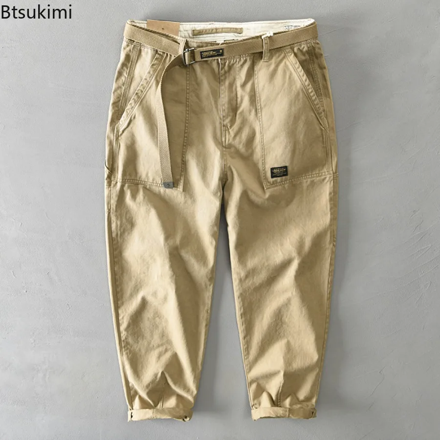 New Men's Spring Autumn100% Cotton Cargo Pants Casual Big Pocket Baggy Trousers Fashion Harajuku Streetwear Male Joggers Pants