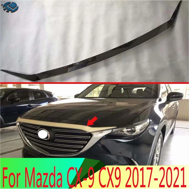 ABS Front Hood Bonnet Grill Grille Bumper Lip Mesh Trim Cover Molding Car Styling Kit Sticker For Mazda CX-9 CX9 2017-2021