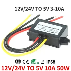 12V 24V to 5V 5A 3A 10A Step Down DC DC Power Converter 8-36V Buck 5V Switching Power Supply 12 Volt to 5 Volt for Car LED