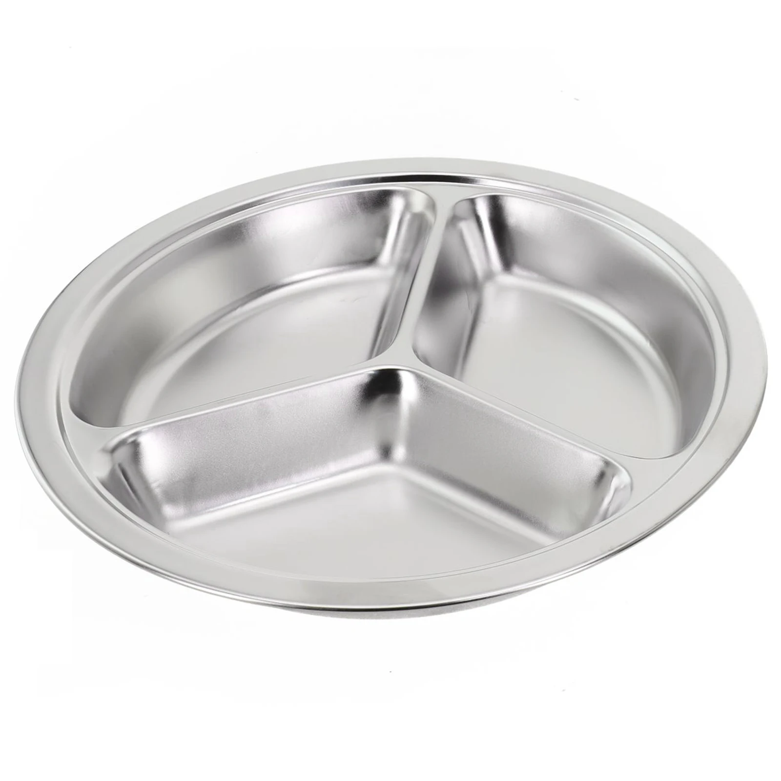 22/24/26cm Dinner Plate Stainless Steel 3 Sections Round Divided Dish Plate Trays Compartment Kids Lunch Serving Snack Dishes