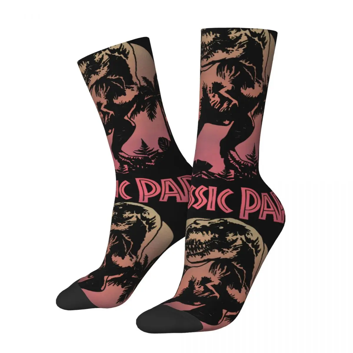 Retro Pastel T-Rex Sunset Logo Men's compression Socks Unisex Jurassic Park Harajuku Pattern Printed Novelty Crew Sock