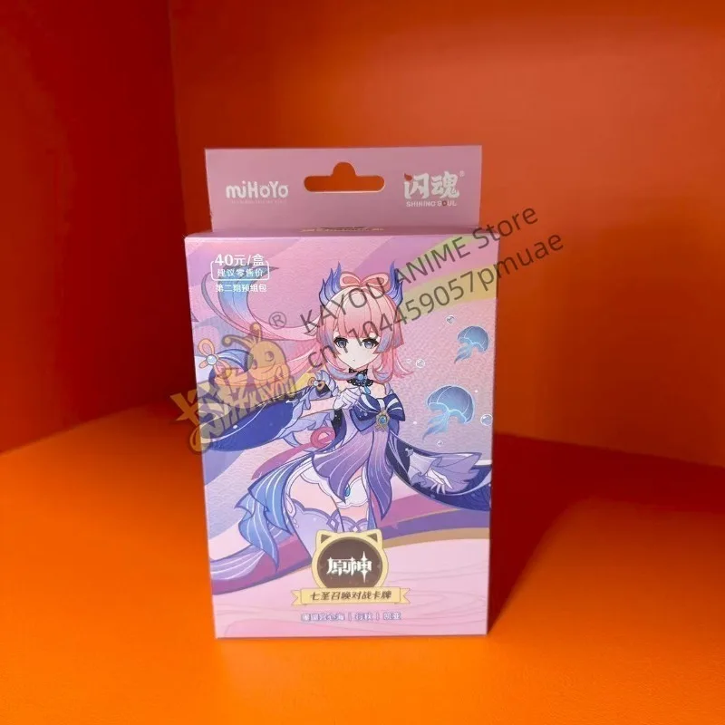 Genshin Impact – carte de combat Seven Holy Summons, boîte d'origine authentique, Collection limitée, jeu de cartes, personnage périphérique, cadeau