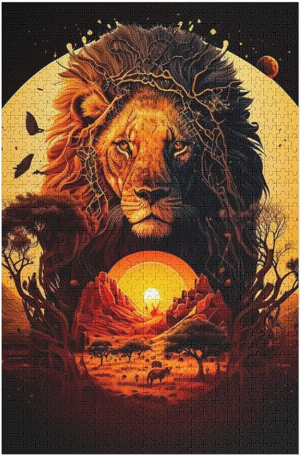 

Jigsaw Puzzle 300/500/1000 Pcs Desert Lion Wooden Puzzle for Bedroom Gameroom Livingroom Decor Holiday Birthday Gift for Friend