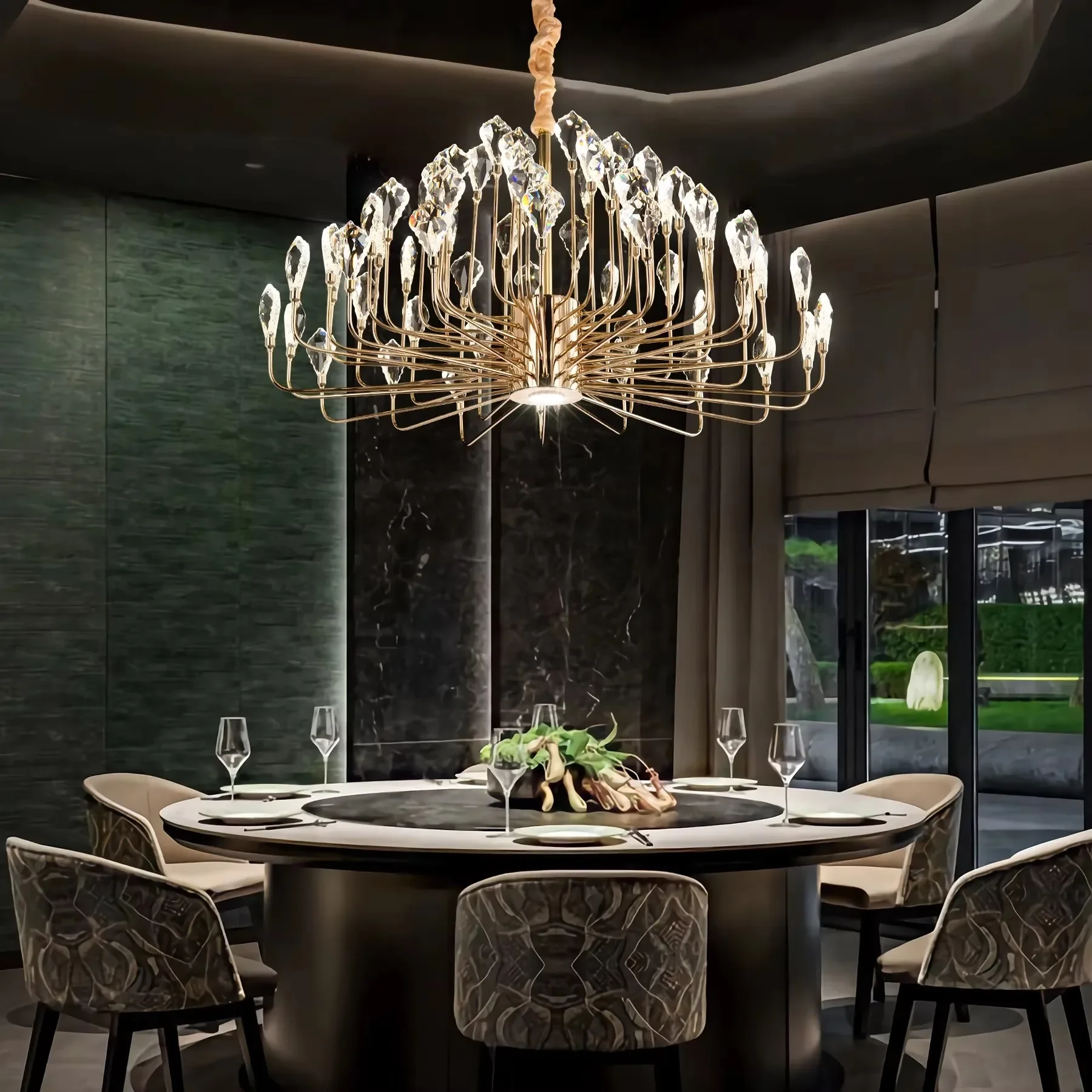 

2025 Nordic Luxury Crystal Chandelier Gold Round Pendant Light For Kitchen Island Dining Living Room Bedroom Decor Hanging Lamp