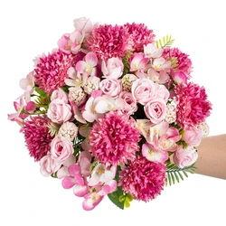 Artificial Flowers Rose chrysanthemum Silk For Wedding Home vase Festival Wreath garden party Diy gift Decorati Photography prop