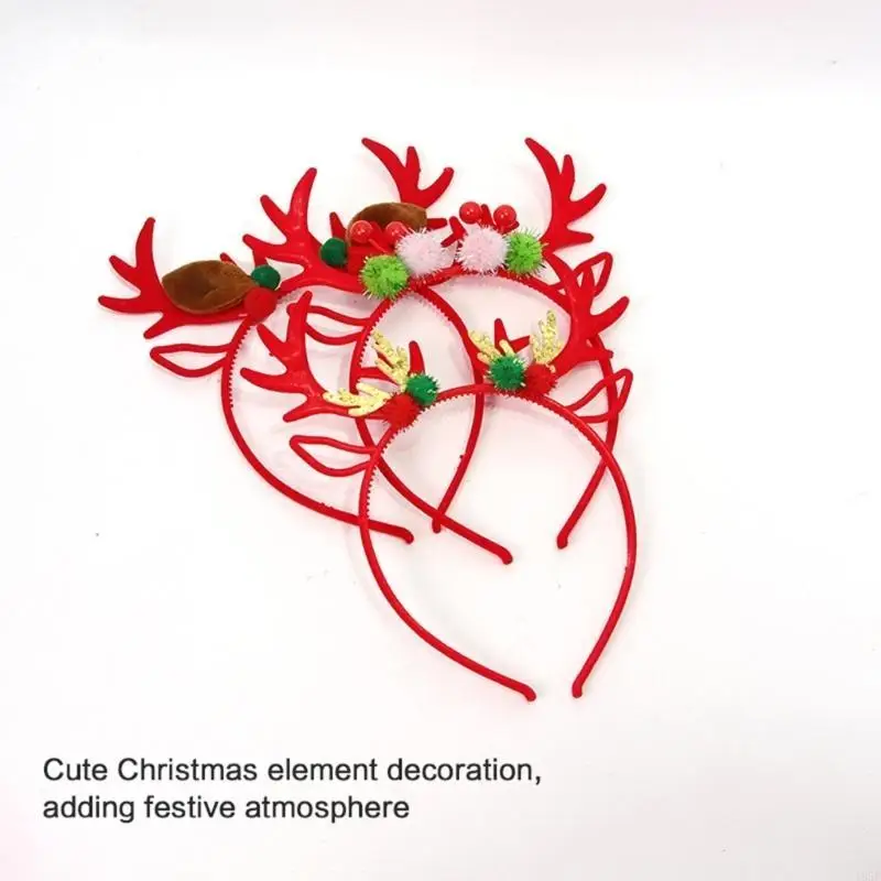 195E Weihnachten Thema Geweih Stirnband Festival Pailletten Rentier Hairhoop Familie Treffen Kopfbedeckung Urlaub Party Zubehör