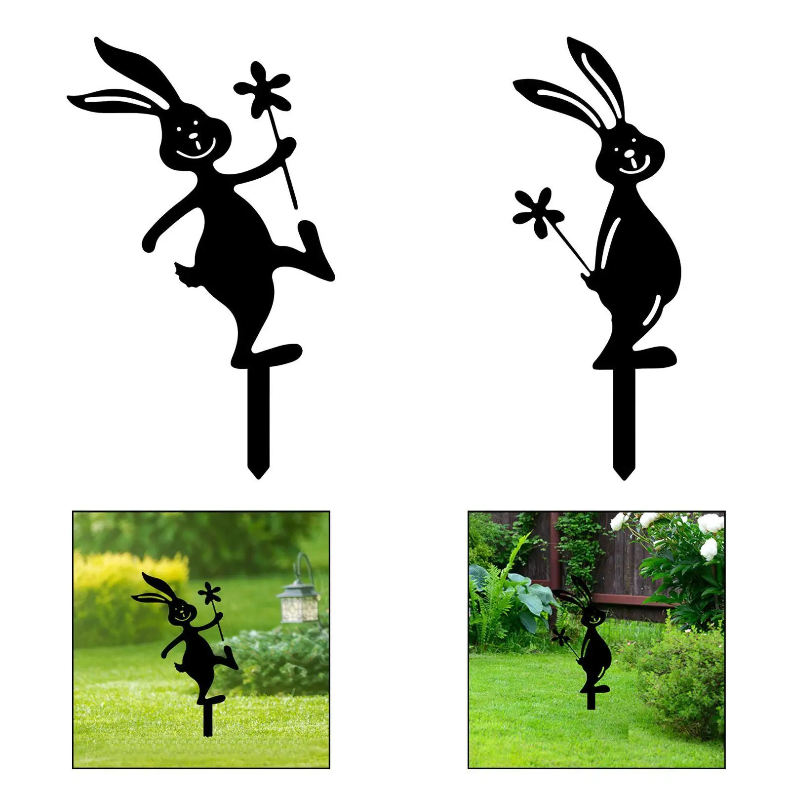 Bunny Decorative Garden Stake Metal Easy to Use Decoration Garden Decor Garden Art for Birthday Planters Lawn Outdoor Flowerbeds