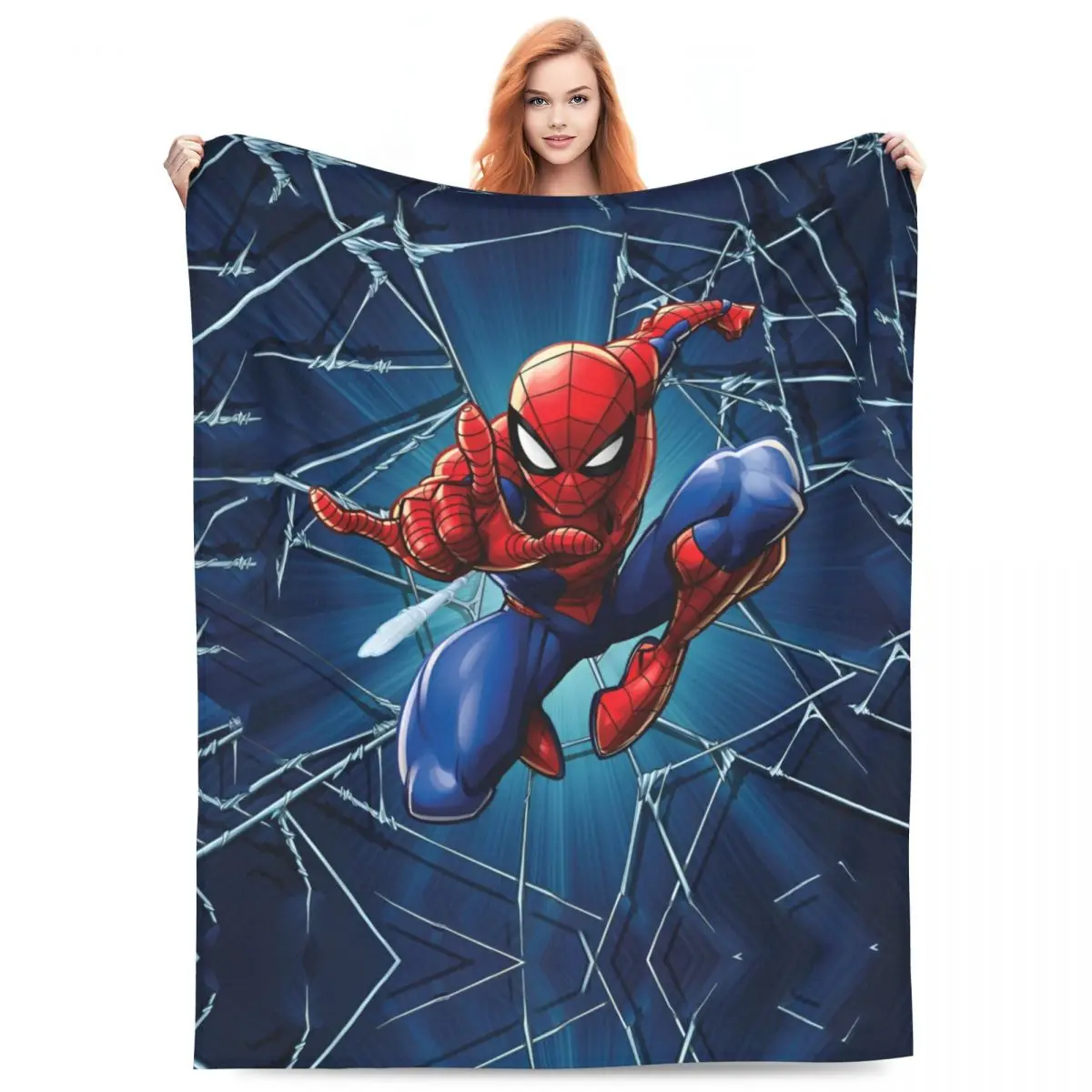 Spider Man Web Shooting Leap Poster Blankets Warm Soft Funny Plush Throw Blanket For Kids Bedroom Flannel Bedspread Bed Cover