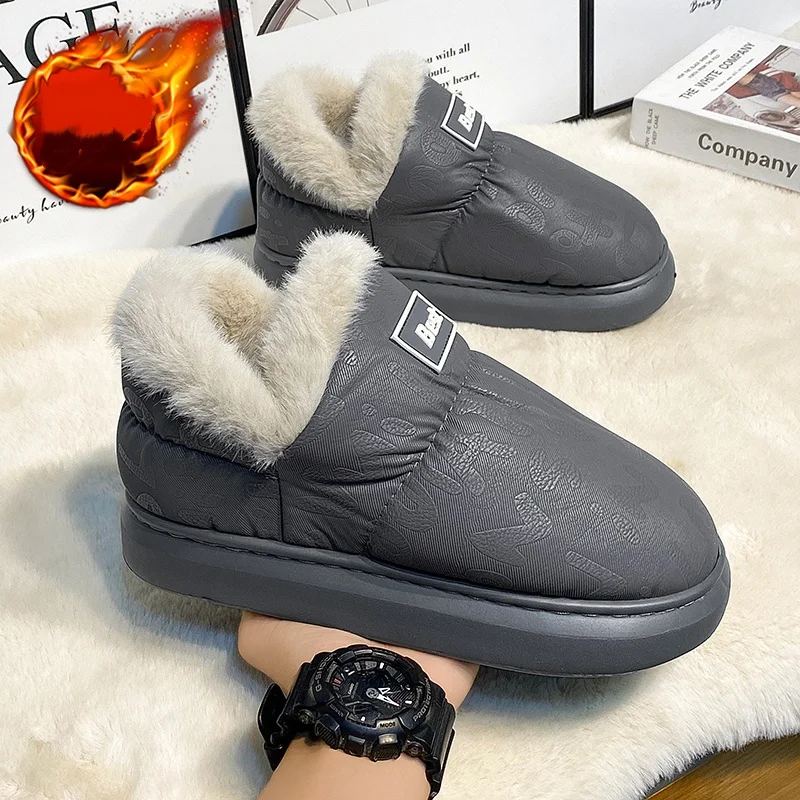 

Cotton Slippers for Men, Winter Outdoor Wear, Fully Covered Heel, Fleece-Lined, Warm Slippers, Indoor and Outdoor Non-Slip Cotton Shoes