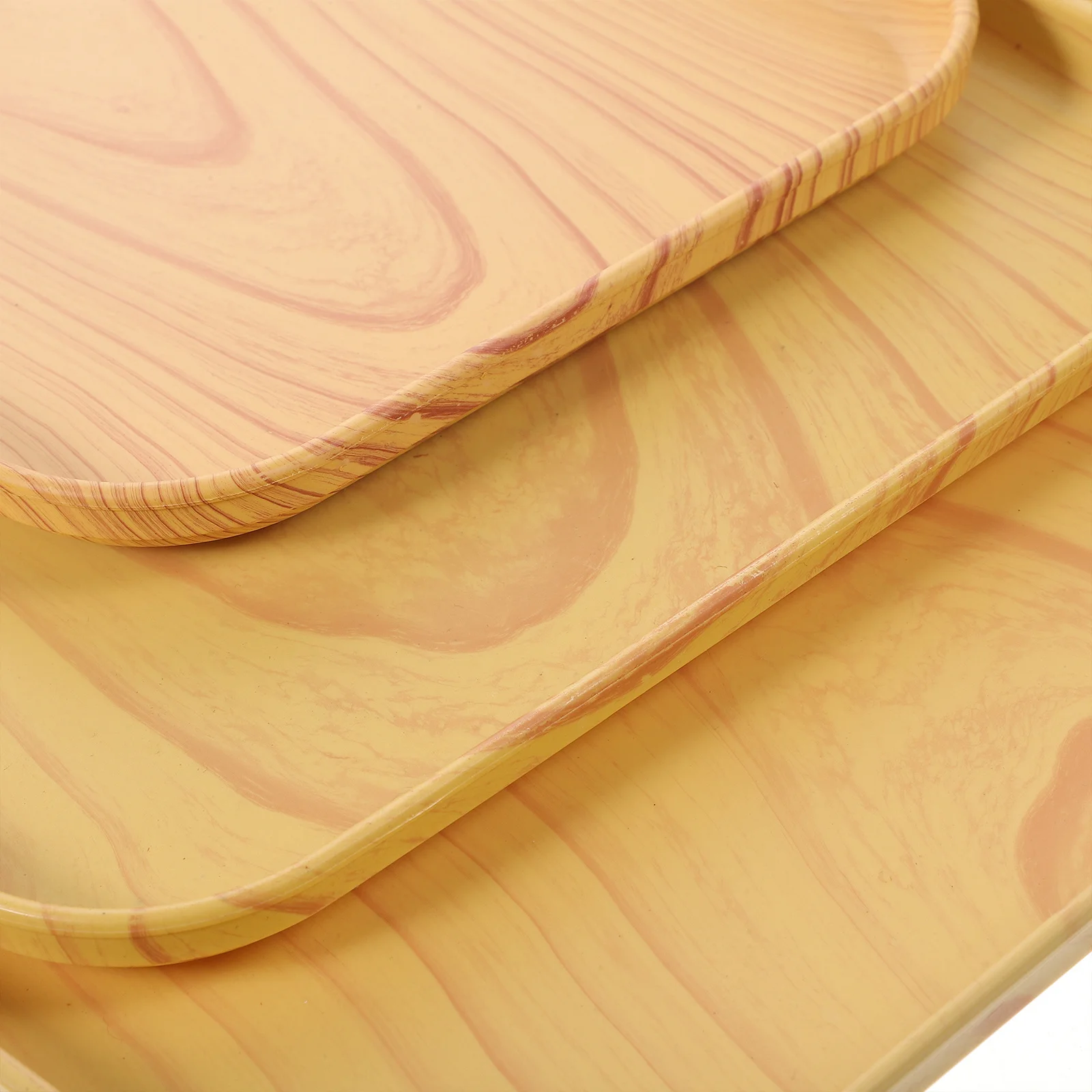 

3Pcs Imitation Wood Grain Snack Serving Tray Set Compact Lightweight Fruit Candy Dessert Holder Suitable for Home Picnic Party