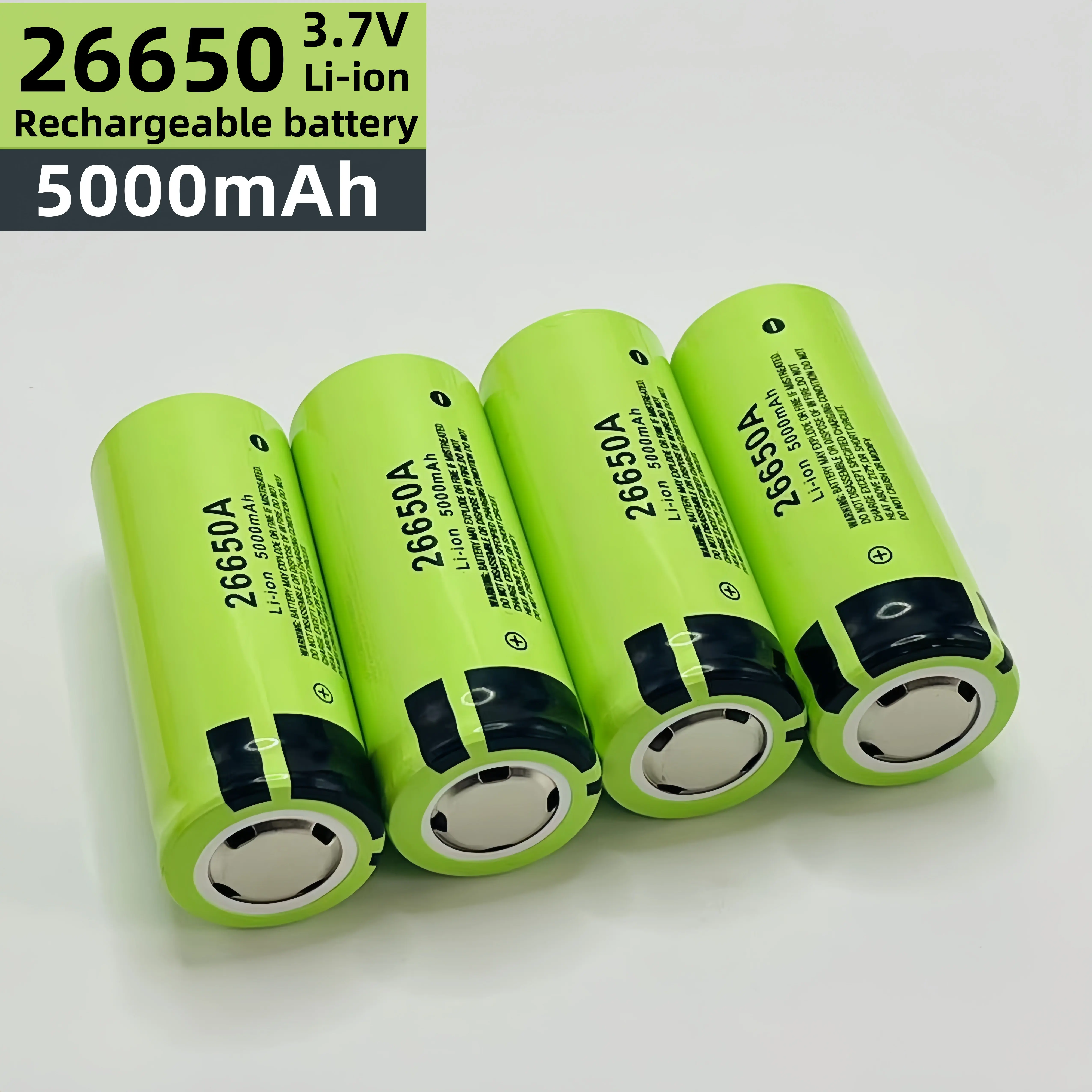 26650 3.7V 5000mAh Batería recargable de iones de litio 50A para linternas LED, cargadores y proyectos de bricolaje | 2 tipos de cargadores 