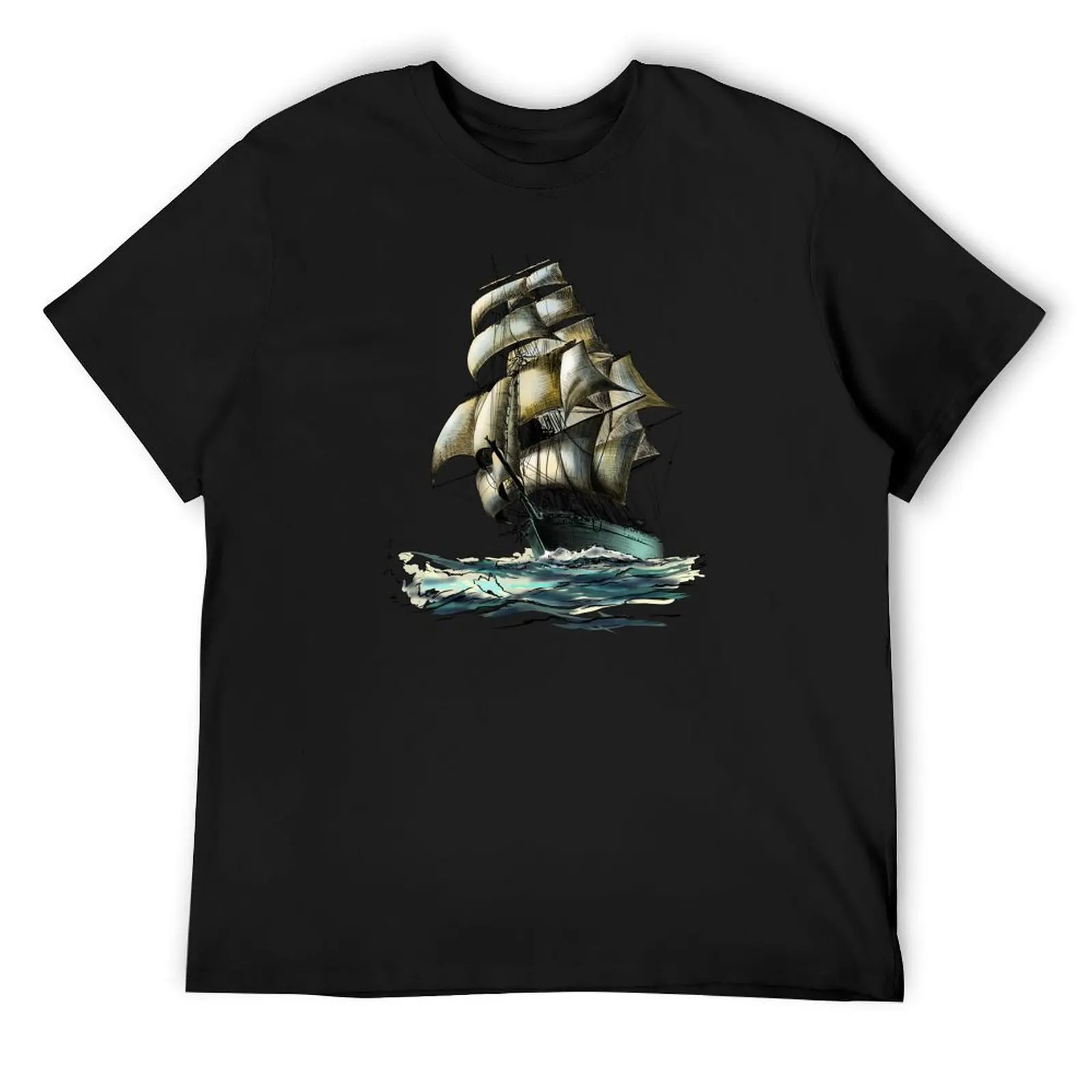 

sailing ship T-Shirt street wear cute tops vintage anime shirt shirts men