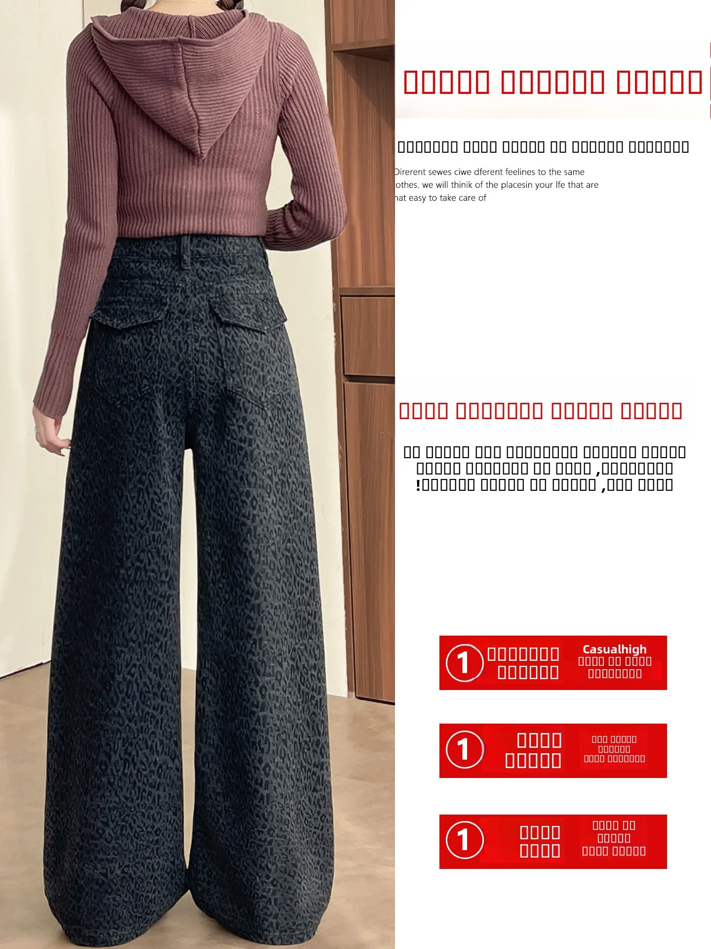 กางเกงขายาวทรงสลิมเอวสูงลายเสือดาว ผ้าฝ้ายเดนิม สำหรับผู้หญิง ฤดูหนาว รุ่นใหม่ สไตล์ลำลอง เหมาะสำหรับใส่ไปทำงาน