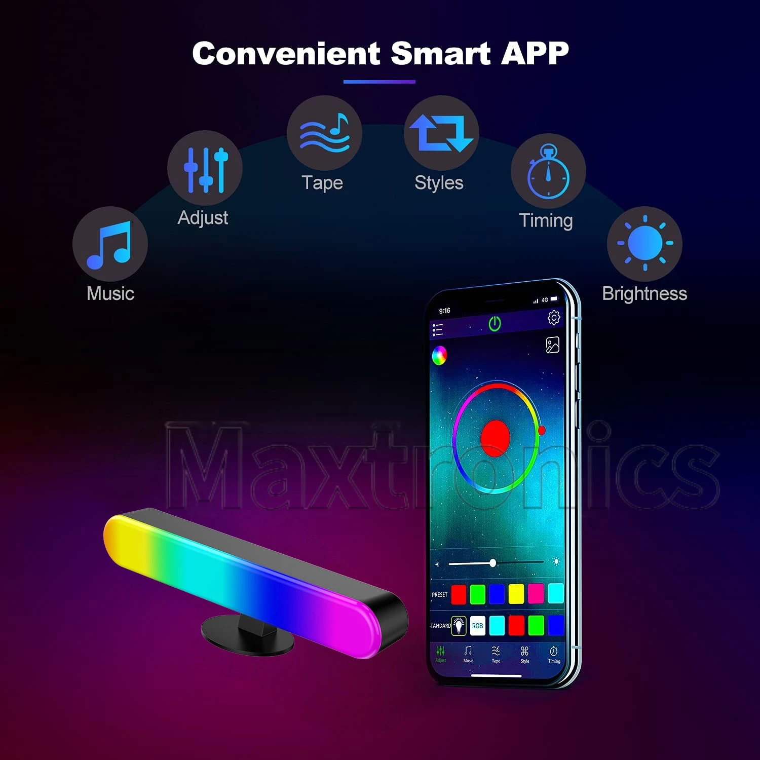 LED الموسيقى لاقط ضوء RGB الملونة الذكية بلوتوث مع جهاز التحكم عن بعد لسطح المكتب مصباح لتهيئة الجو ألعاب الكمبيوتر Esports غرفة ديكور