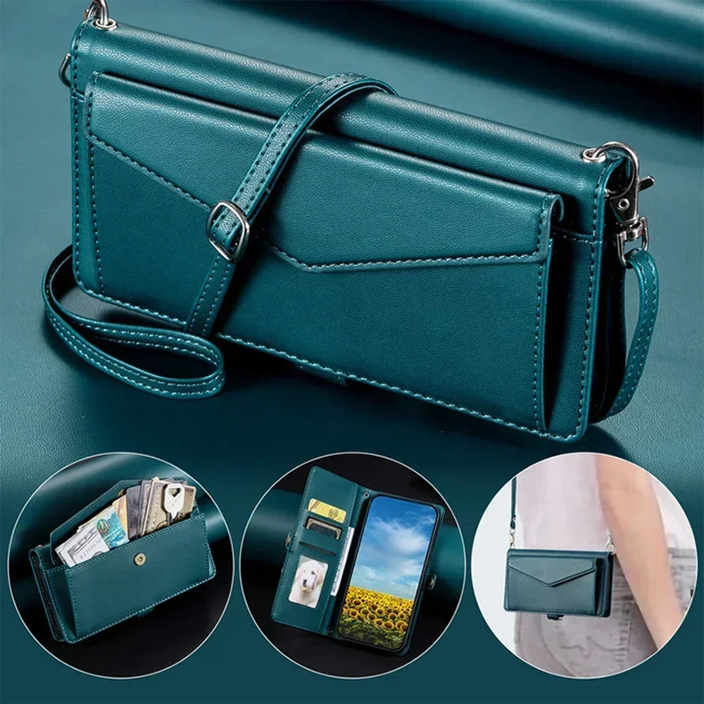 

For Xiaomi Redmi Note 13 Pro 14 5G 4G Crossbody Leather Wallet Case For Redmi Note 13 14 Pro Plus 14S 13C 14C Turbo 3 Cover