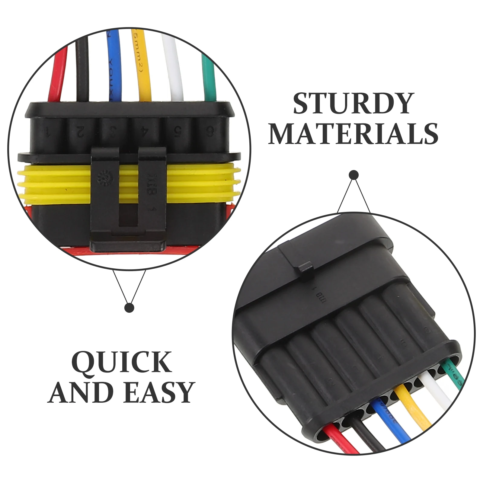 

1 set Waterproof Electrical Connectors 6 Pin Car Wire Plug Socket For Automotive Marine Boat Rubber Nylon Material Sturdy