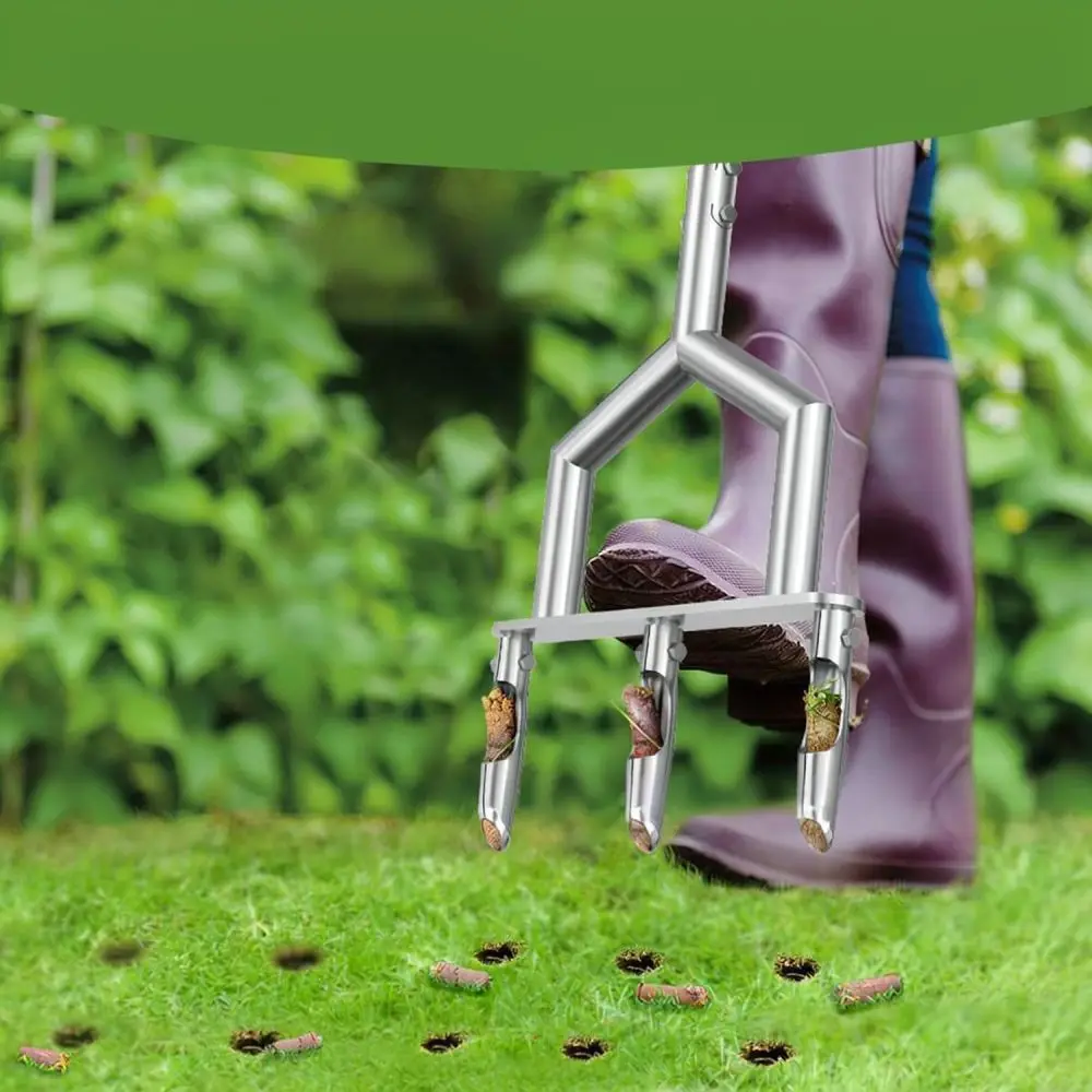 Garden Lawn Aerator Manual Soil Coring Tool Yard Grass Maintenance Plug Remover Compact Soil Relief Aeration Utility