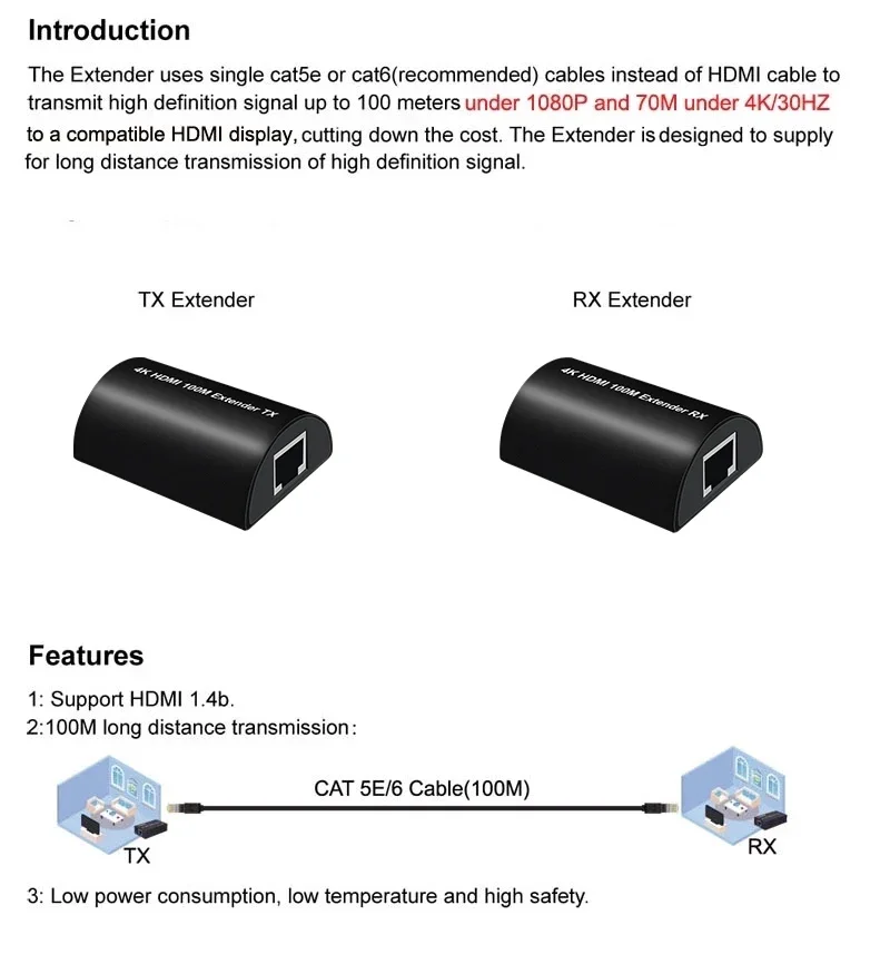 HDMIエクステンダービデオコンバーター,ps3,ps4,ps5,xbox,pcからtv,lan,cat5e,cat6,utp,rj45,1080p,60m,4k用のイーサネットケーブル100m