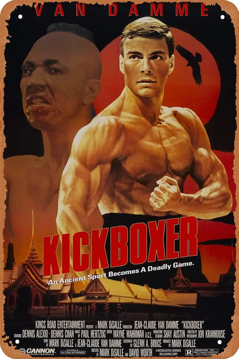 Kickboxer 1989 Movie Poster Movie Tin Sign Vintage Metal Sign Decor for Bar Cafe Garden Bedroom Office Hotel Outdoor 8x12Inch