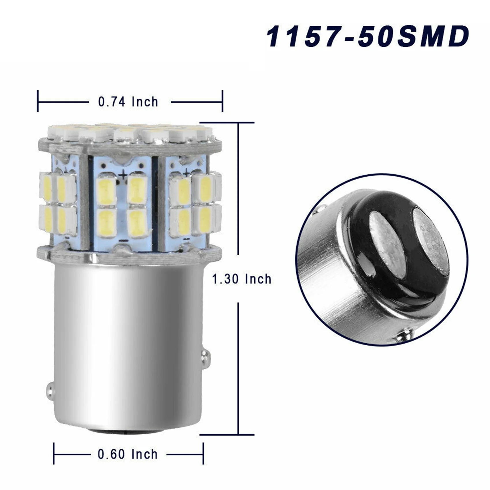 

Practical 10Pcs 6000K White 1157 50SMD Tail Brake LED Lights Bulb BAY15D 12V