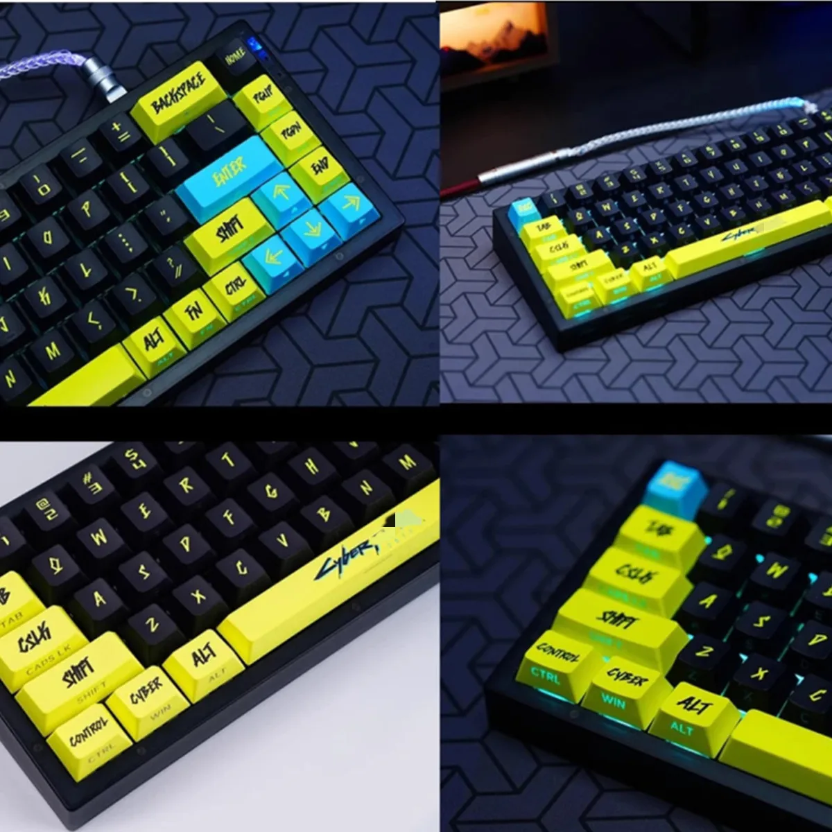 PBT Material 131Keys 2077 Side light Keycaps Cherry Profile Dye Sublimation Keycaps Fits MX Switch Mechanical Keyboard