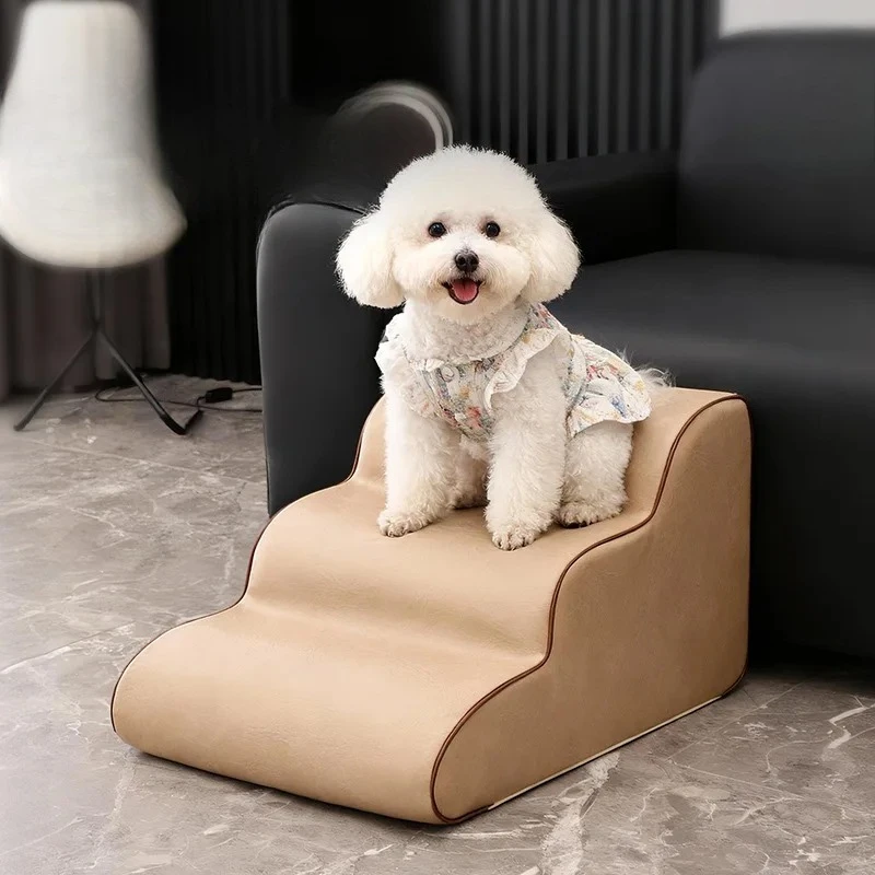 Dog on Bed Stairs for Pets Steps for Dogs Climbing Stairs for Dogs Bedside Assistance Slope Leather Sofa Small Ladder