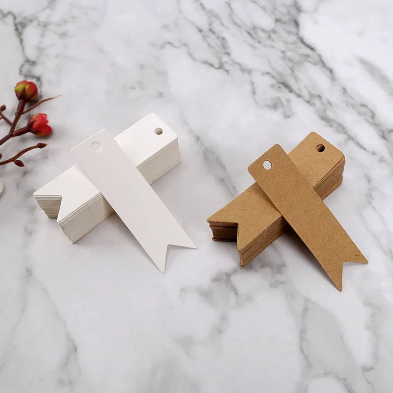 50 sztuk 2x7cm Pusta etykieta z podziękowaniem Dekoracja tortu na prezent dla gościa weselnego Urodziny Party Kraft Etykiety Papierowe etykiety Karta listowa prezentów