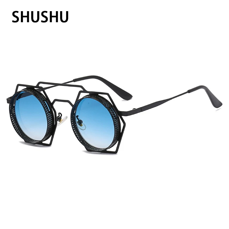 A59 2023 New Trend Men\'s Square Metal Sunglasses Hip Hop Punk Personality Exaggeration Hollow out Male Sunvisors UV400