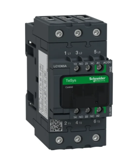 LC1D65ABNE Contactor, TeSys Deca, 3P(3 NO), AC-3/AC-3e, 0 to 440V, 65A, 24 to 60VAC/DC coil, EverLink