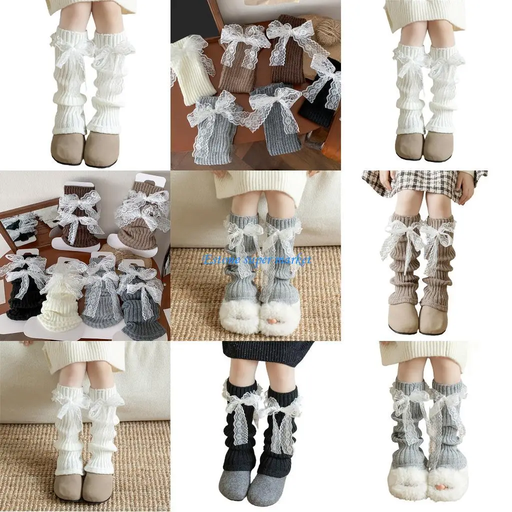 

090B Elastic Lace Leg Warmers For Toddler Girls Soft Fabric Party & Casual Wear