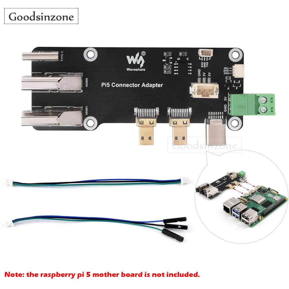 Micro HDMI to HDMI Multifunctional Adapter for Raspberry Pi 5, Raspberry Pi5,4B Dual 4KType-C Port Terminal HDMI Expension Board