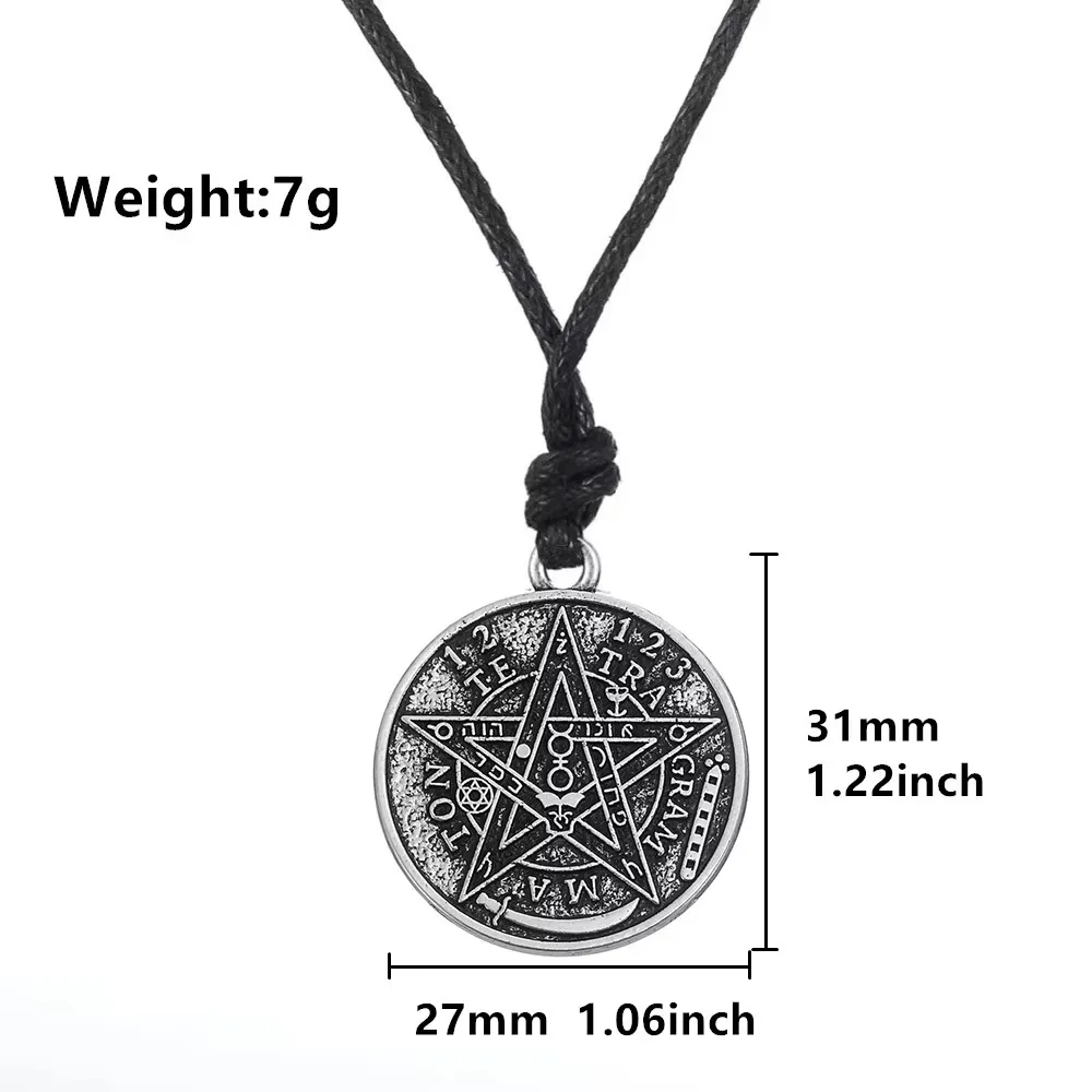 Skyrim Tetragrammaton Pentagram Wicca Pendant Necklace Men\'s Fashion Retro Talisman Birthday Gift Jewelry Gift