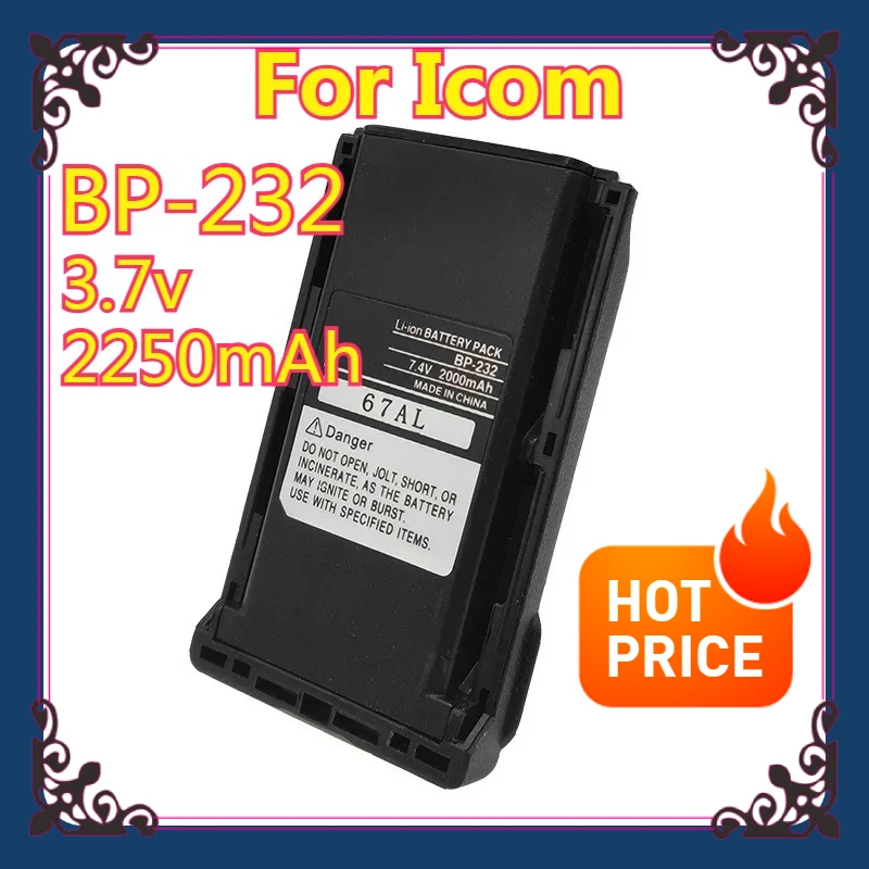 

7.4V 2250mAh BP-232 BP-232N BP-232H Battery for Icom IC-A14 IC-A14S IC-F14 IC-F16 F24 IC-F33GS IC-F43 F34G F3021 F3061 IC-F4021