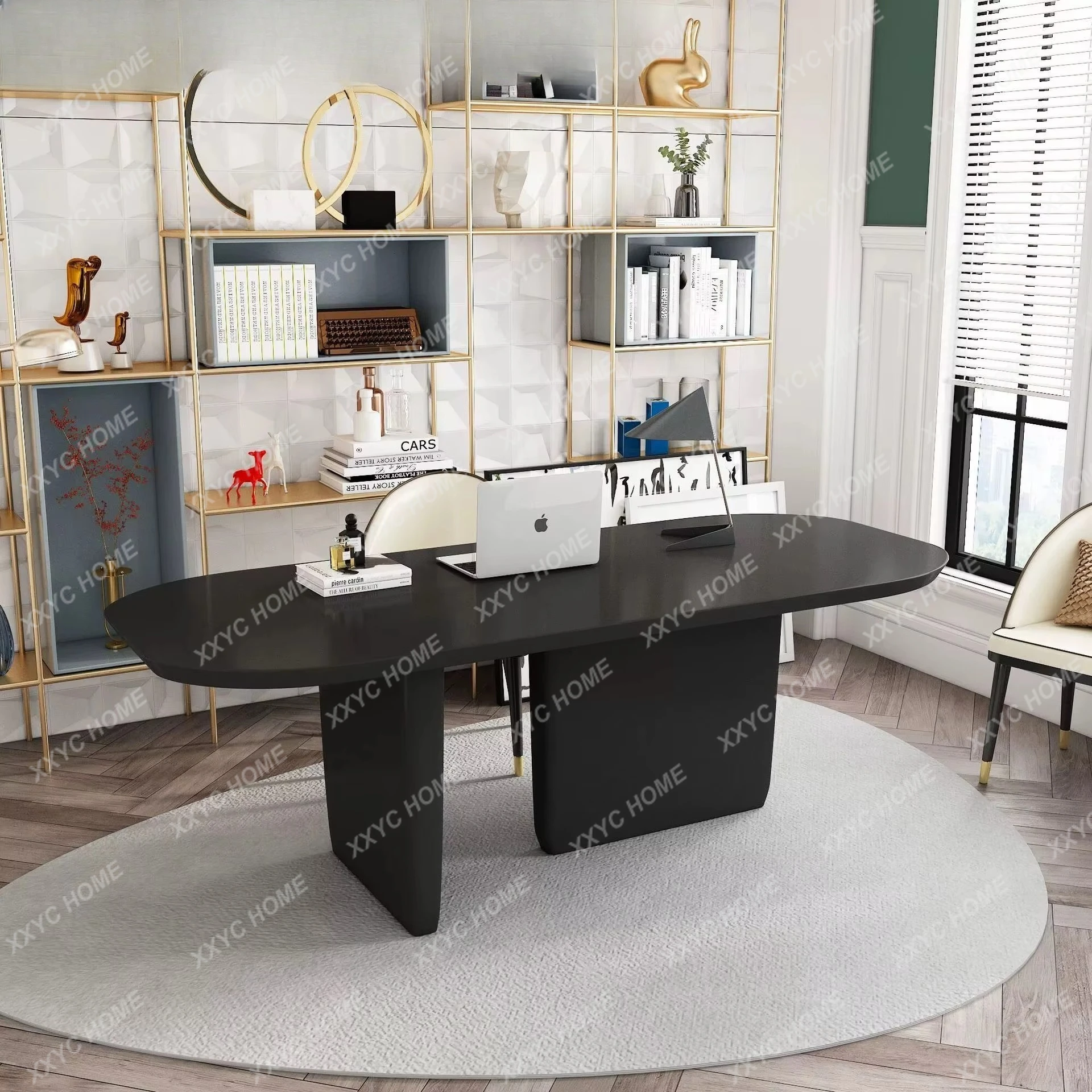 

Круглый обеденный стол с лаковым покрытием, простой современный прямоугольный домашний стол, журнальный столик из массива дерева для переговоров