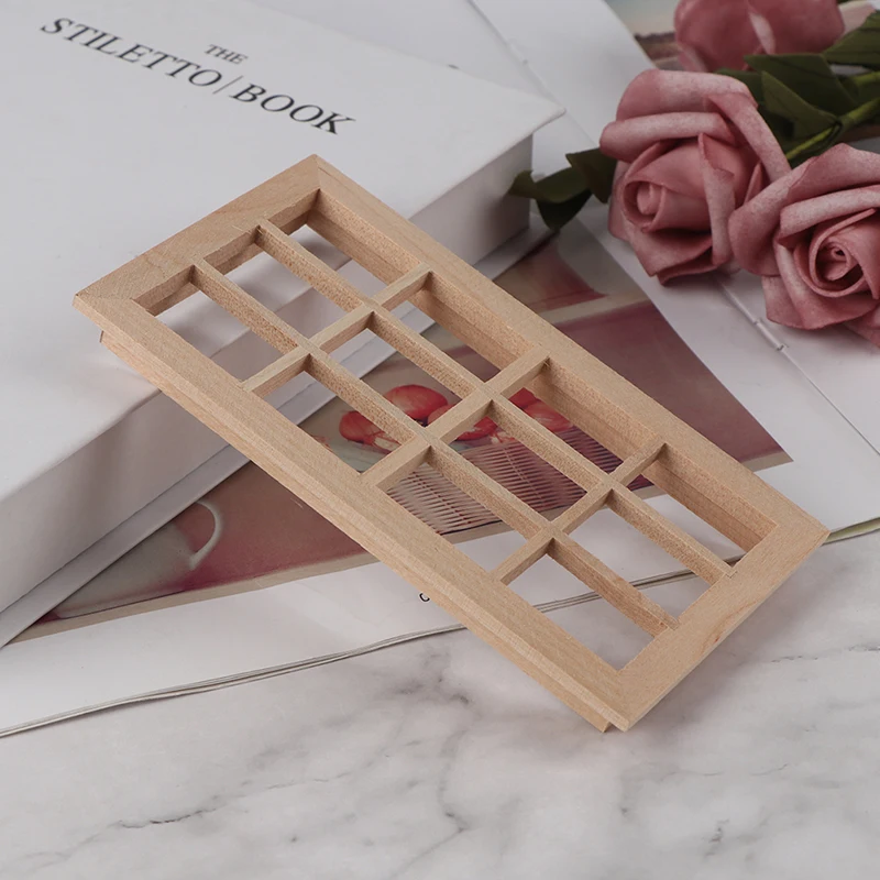 1:12 Dollhouse Miniature Wooden 12-pane Window Frame Model Accessories Toys