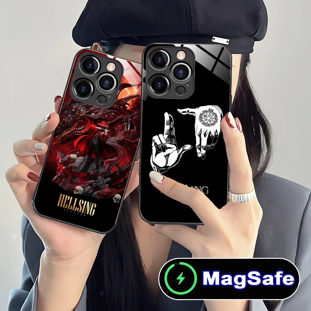 Чехол для смартфона Mobile Alucard Hellsing для iPhone 16, 15, 14, 13, 12, 11 Pro Max Plus Mini MagSafe, стеклянная крышка с беспроводной зарядкой Чехол для смартфона Mobile Alucard Hellsing для iPhone 16, 15, 14, 13, 12, 11 Pro Max Plus Mini MagSafe, стеклянная крышка с беспроводной зарядкой