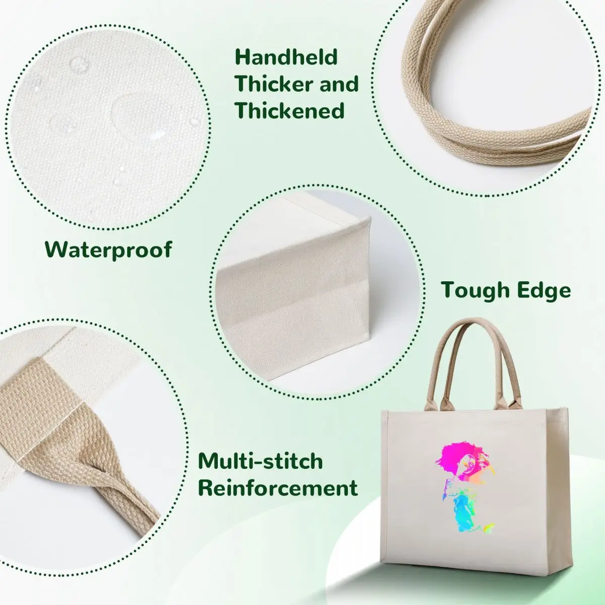 Rainbow Watercolor Woman Tote Bag reusable shopping bag shopper bag women Big women