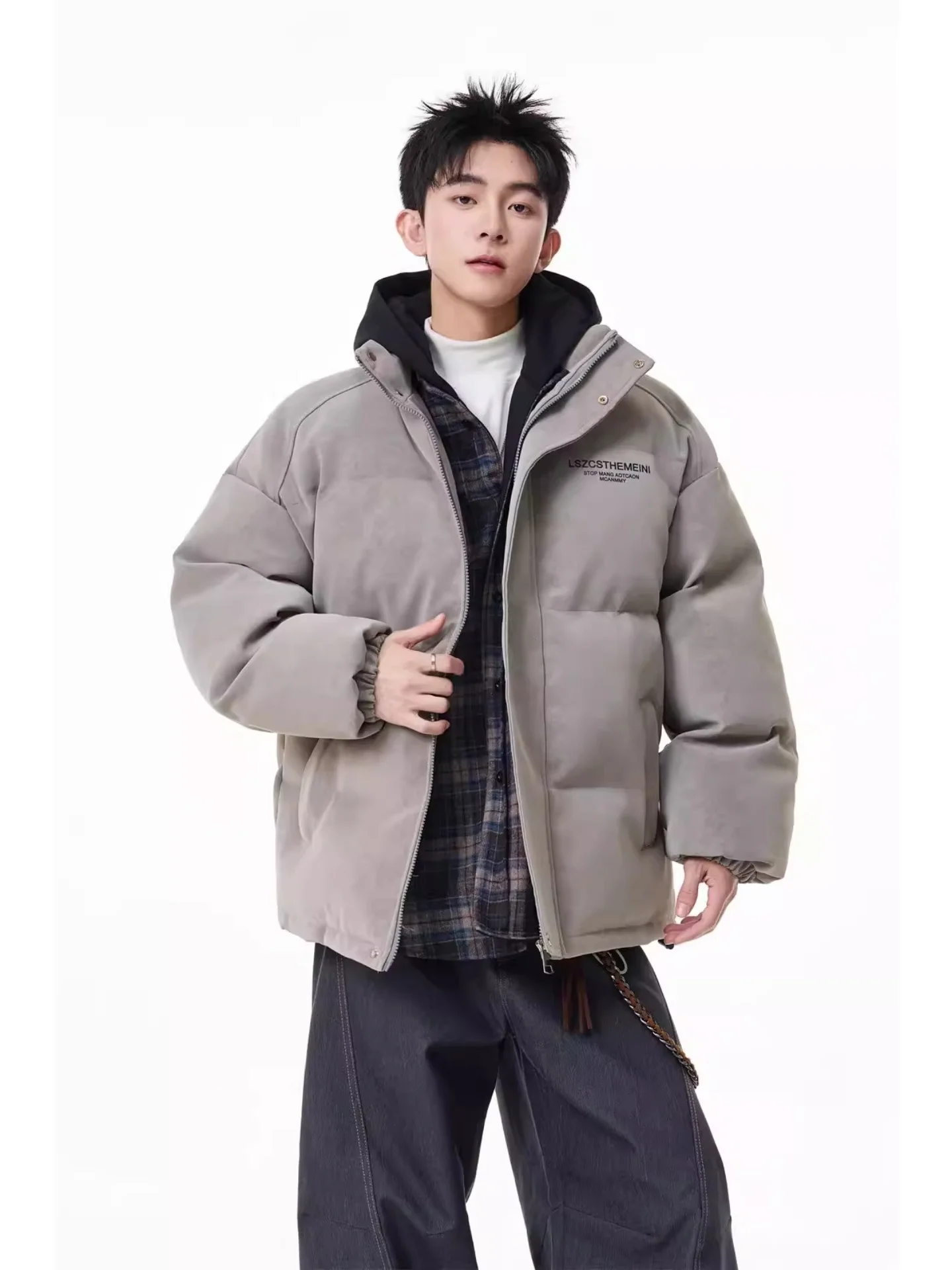 

Утепленная американская куртка унисекс с воротником-стойкой и принтом, зимняя, ветрозащитная, из искусственной кожи и хлопка, Cleanfit