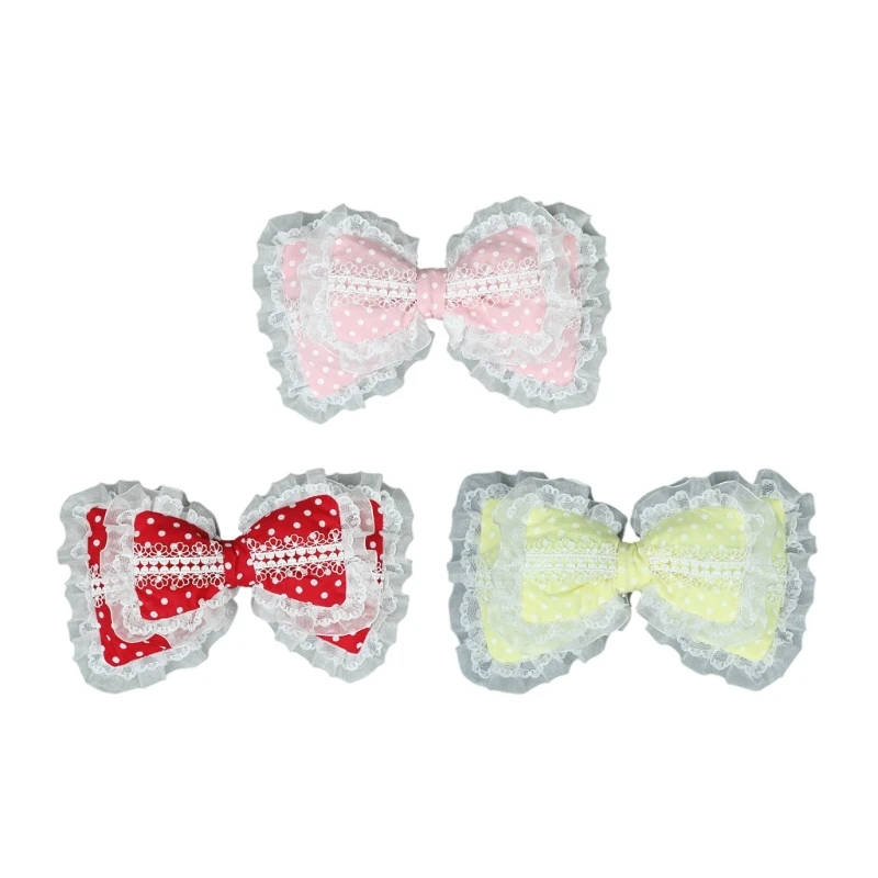 

Cosplay Maid Hair Clip for Hot Girls Layered Bowknot Shape Hair Barrettes Ponytail Braids Hair Clip with Ruffle Lace