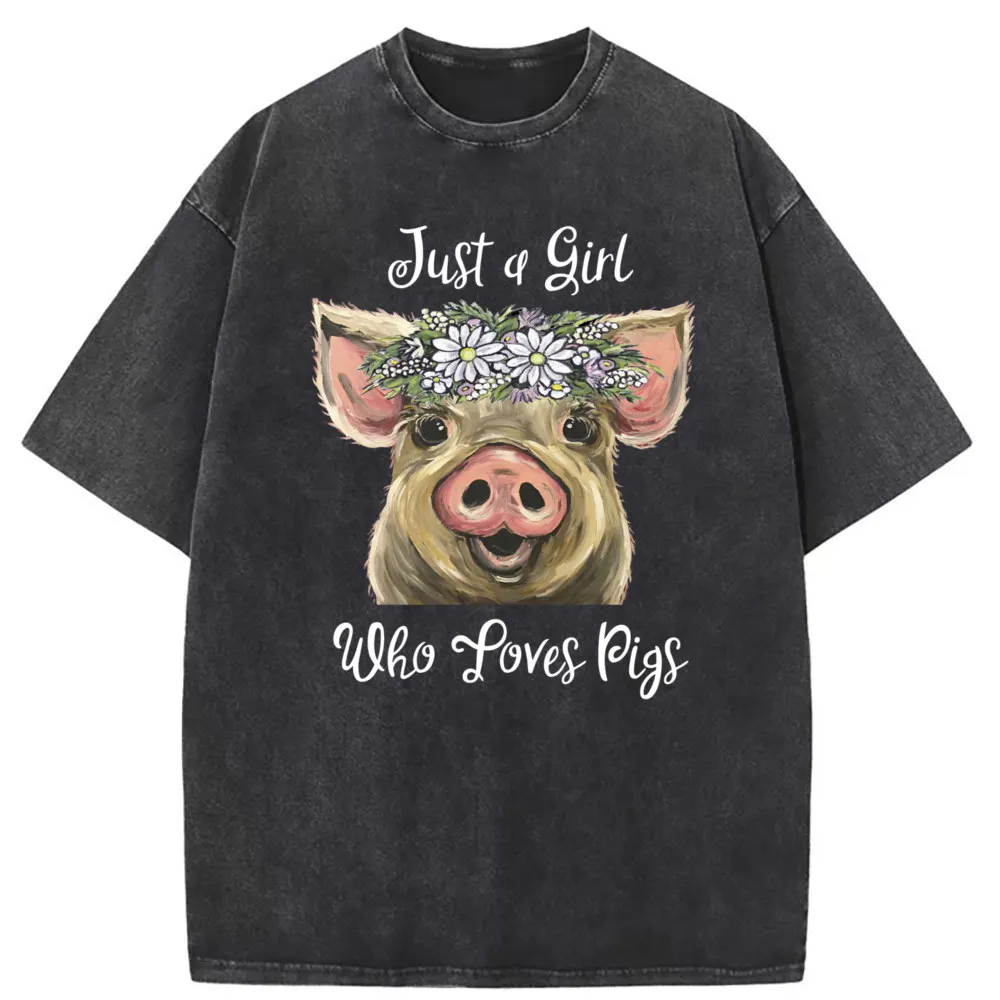 Just A Girl Who Loves Pigs New Design Men Sweatshirts Japan Style Tshirts Man Long Sleeve Chinese Style Vintage Tshirts