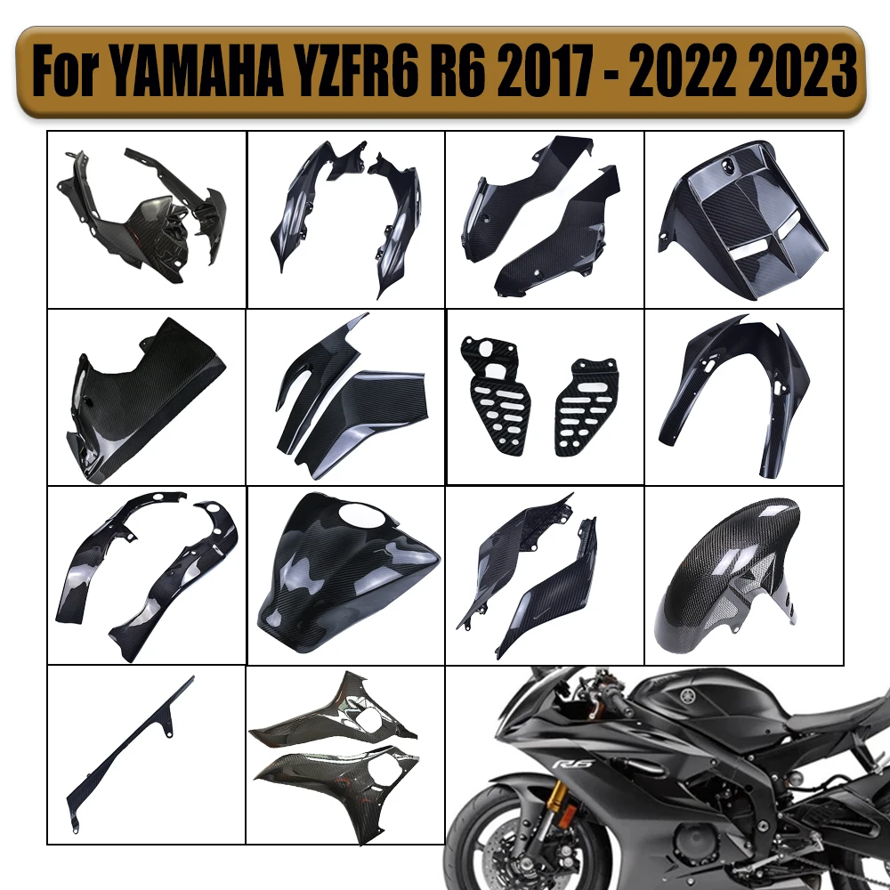 For YAMAHA YZFR6 R6 2017-2019 2020 2021 Carbon Fiber Retrofit Part Front Fairing Fender Side Panels Cover Motorcycle Accessories
