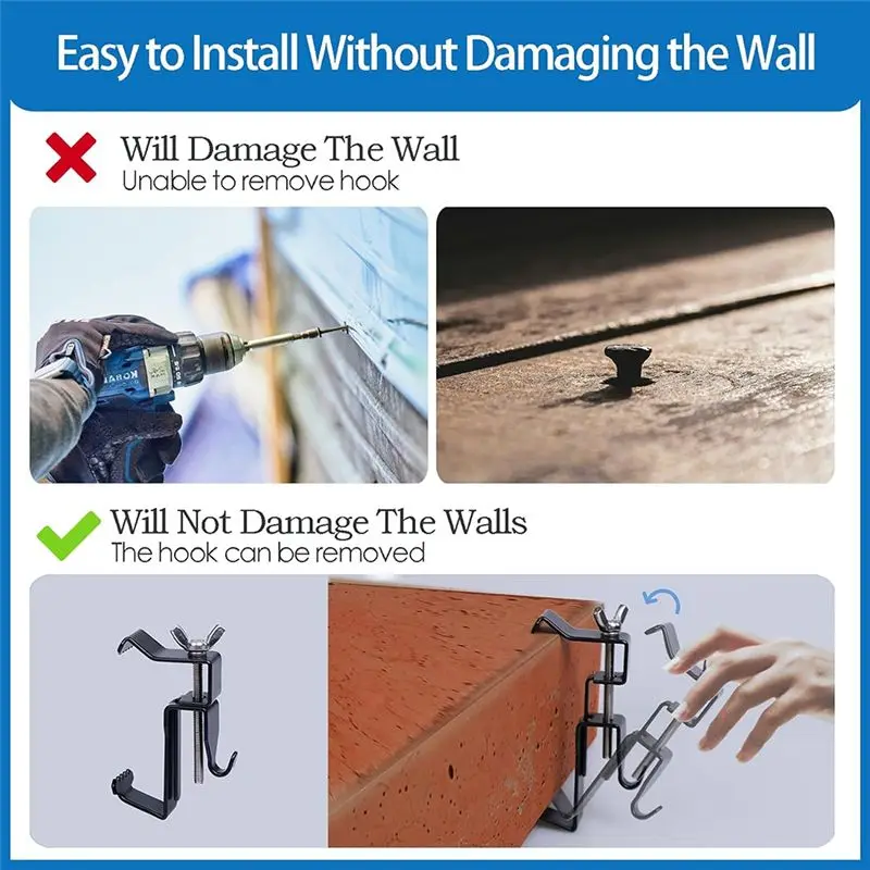A27F-Brick Hanger Brick Clips For Hanging Outdoor Pictures,No Drill,Holes,Nails Or Screws,8Pack