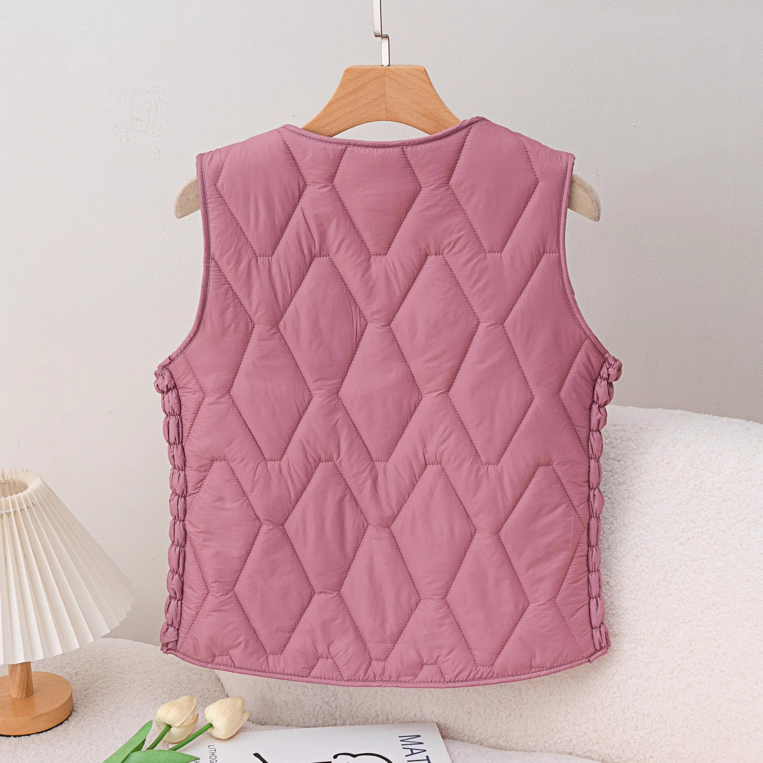 Feminino fino ajuste fce forrado colete bordado camadas ort sle bal cardigan desgaste interno fibra de poliéster v ne zíper