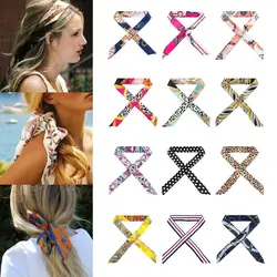 2Pcs Small Silk Scarf Handbag Handle Decor Ribbon Neck Scarf for Bag Handle Hairband Neckerchief Waistband Decoration Accessory