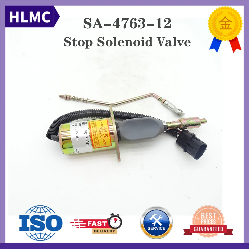 Stop Solenoid Valve 3935458 12V Solenoid SA-4763-12 5.9L 8.3L